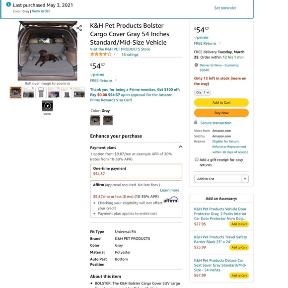 NWT  Never Used K&H pet cargo cover - Picture 6 of 6